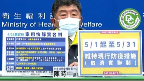 新增8,923例確診病例，家用快篩試劑實名制4月28日上路